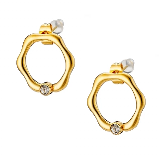 Σκουλαρίκια καρφωτά από ανοξείδωτο ατσάλι, κύκλος με λευκό ζιργκόν