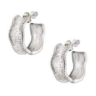 Σκουλαρίκια κρίκοι από ανοξείδωτο ατσάλι, σαγρέ φαρδιοί