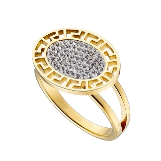 Γυναικείο δαχτυλίδι από ανοξείδωτο ατσάλι, οβάλ με λευκά κρύσταλλα