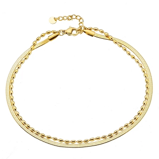 Αλυσίδα ποδιού ατσάλινη διπλή snake και μπιλάκια