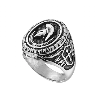 Δαχτυλίδι ανδρικό από ανοξείδωτο ατσάλι, περικεφαλαία του Αχιλλέα