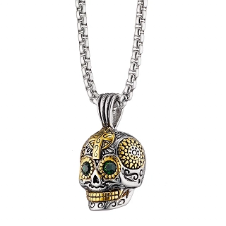 Κολιέ από ανοξείδωτο ατσάλι Unisex ασημόχρυση νεκροκεφαλή