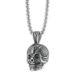Κολιέ από ανοξείδωτο ατσάλι Unisex ασημόχρυση νεκροκεφαλή