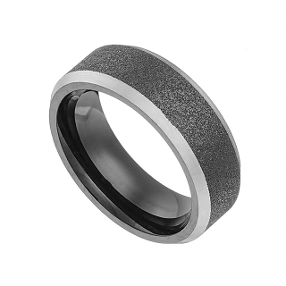 Δαχτυλίδι βέρα ανδρική από ανοξείδωτο ατσάλι, διαμανταρισμένη