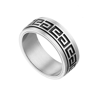 Δαχτυλίδι βέρα ανδρική από ανοξείδωτο ατσάλι, ασημένιο με μαίανδρο