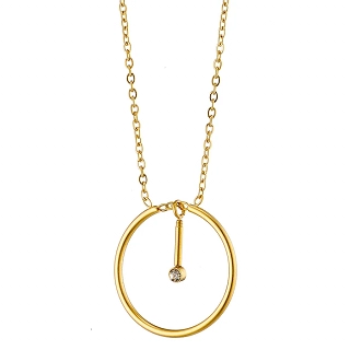 Κολιέ από ανοξείδωτο ατσάλι στρογγυλό με ένα μικρό λευκό ζιργκόν