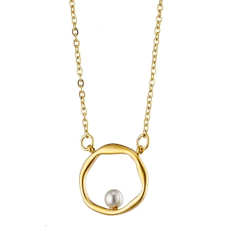 Κολιέ από ανοξείδωτο ατσάλι στρογγυλό με μια μικρή πέρλα