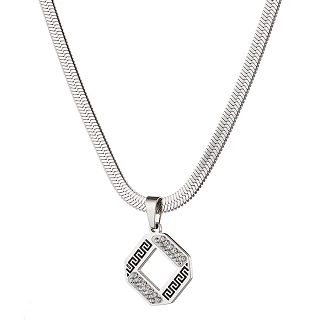 Κολιέ από ανοξείδωτο ατσάλι, με μαίανδρο και λευκά κρύσταλλα