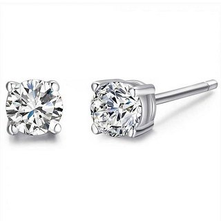 Oxzen σκουλαρίκια καρφωτά ασημένια με ζιργκόν 6mm