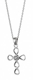 Oxzen κολιέ ασημένιο σταυρός με πέτρες ζιργκόν