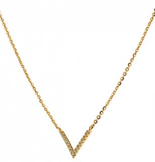 Κολιέ ασημένιο σε σχήμα V με πέτρες ζιργκόν