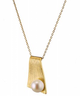 Oxzen κολιέ ασημένιο χειροποίητο με ακατέργαστο μαργαριτάρι