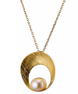 Oxzen κολιέ ασημένιο χειροποίητο με ακατέργαστο μαργαριτάρι