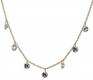 Oxzen κολιέ ασημένιο με λευκές πέτρες ζιργκόν