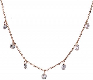 Oxzen κολιέ ασημένιο με λευκές πέτρες ζιργκόν