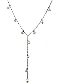 Oxzen κολιέ ασημένιο γραβάτα με πέρλες