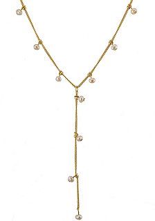 Oxzen κολιέ ασημένιο γραβάτα με πέρλες