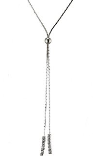 Oxzen κολιέ ασημένιο γραβάτα με πέτρες ζιργκόν