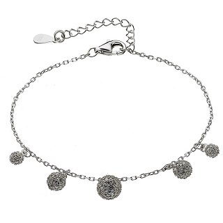 Oxzen βραχιόλι ασημένιο με μπιλάκια και πέτρες ζιργκόν