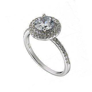 Δαχτυλίδι ασημένιο ροζέτα με στρογγυλή πέτρα ζιργκόν