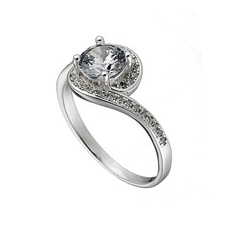 Oxzen δαχτυλίδι ασημένιο μονόπετρο με πέτρες ζιργκόν