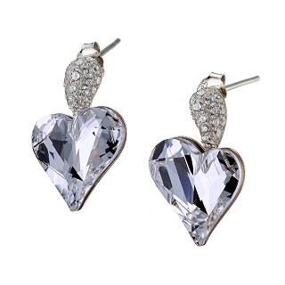Oxzen σκουλαρίκια κρεμαστά ασημένια καρδιά με κρύσταλλα και πέτρες ζιργκόν