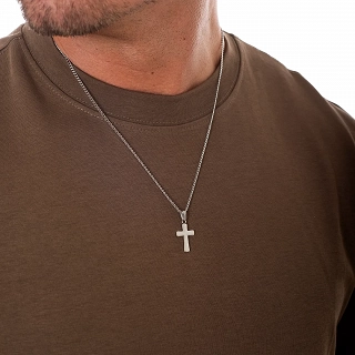 Oxzen ανδρικός σταυρός με αλυσίδα από ανοξείδωτο ατσάλι