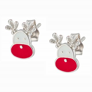 Oxzen σκουλαρίκια καρφωτά ασημένια  χριστουγεννιάτικα ταρανδάκια