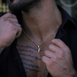 Oxzen ανδρικό κολιέ από ανοξείδωτο ατσάλι φτερό