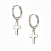 Oxzen ασημένιο σκουλαρίκι κρικάκι με σταυρό