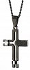 Κολιέ σταυρός ατσάλι με αλυσίδα μαύρη