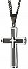 Κολιέ σταυρός ατσάλι με αλυσίδα μαύρη