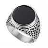 Δαχτυλίδι ανδρικό ατσάλι με μαύρη πέτρα