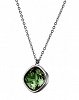 Κολιέ ατσάλινο σε ασημί με πράσινη πέτρα ζιργκόν