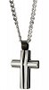 Σταυρός ατσάλι ανδρικός σε ασημί με μαύρο