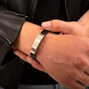 Βραχιόλι ατσάλινο δέρμα PU με πλακέτα