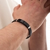 Βραχιόλι ατσάλινο με δέρμα PU ταυτότητα μαύρη