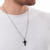Κολιέ σταυρός αντρικός ατσάλι σε ασημί με μαύρο