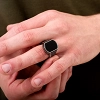Δαχτυλίδι ατσάλινο ανδρικό με μαύρη πέτρα όνυχα