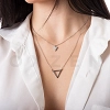Κολιέ από ανοξείδωτο ατσάλι διπλό τριγωνικό με λευκά κρύσταλλα