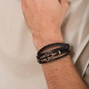 Ανδρικό βραχιόλι από ανοξείδωτο ατσάλι με τετραπλό δέρμα με σταυρό