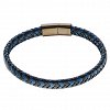 Oxzen ανδρικό βραχιόλι από ανοξείδωτο ατσάλι με δέρμα μπλέ