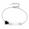 Oxzen γυναικείο βραχιόλι ατσάλινο με μαύρη καρδιά