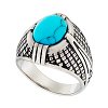 Δαχτυλίδι ανδρικό ατσάλινο με τυρκουάζ ορυκτή πέτρα