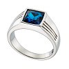 Δαχτυλίδι ανδρικό ατσάλινο με γαλάζια τετράγωνη πέτρα ζιργκόν