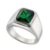 Δαχτυλίδι ανδρικό ατσάλινο με πράσινη πέτρα ζιργκόν