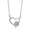 Oxzen ασημένιο κολιέ με καρδιά και λευκά ζιργκόν