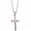 Oxzen κολιέ σταυρός από ασημένιος με λευκά ζιργκόν