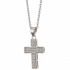 Oxzen κολιέ σταυρός ασημένιος με λευκά ζιργκόν