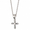 Oxzen κολιέ σταυρός ασημένιος μικρός με λευκές παγιέτες ζιργκόν